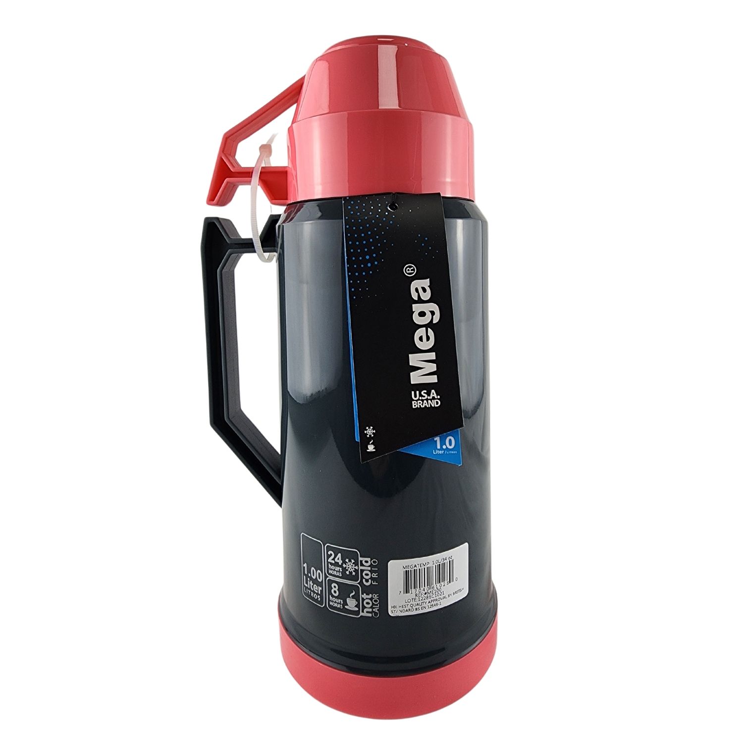 TERMO MEGA 1L NEW MEGATEMP BEBIDAS CALIENTES FRIAS CON TAZAS ROSA - 4