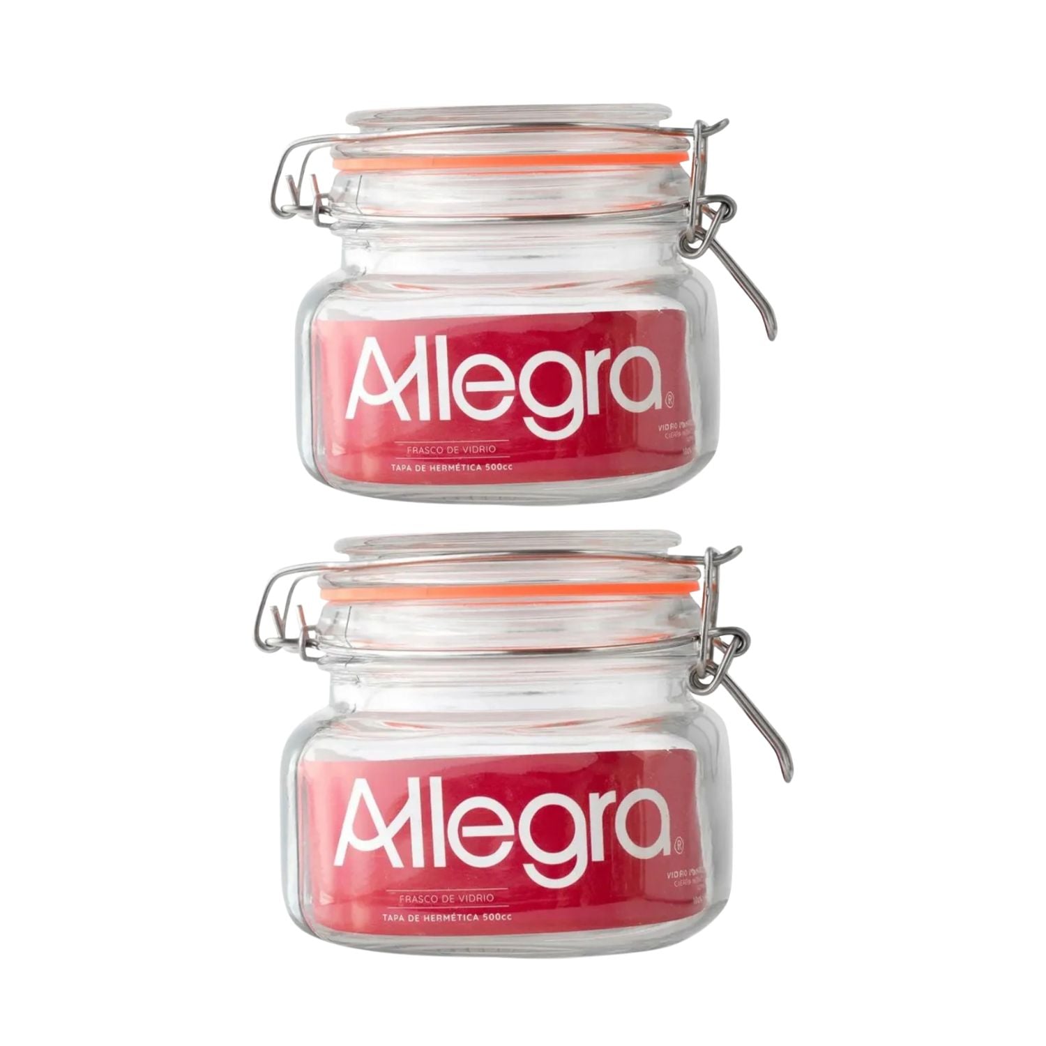 SET 2 FRASCOS VIDRIO CON TAPA HERMETICA DE 500ML ALLEGRA - 1