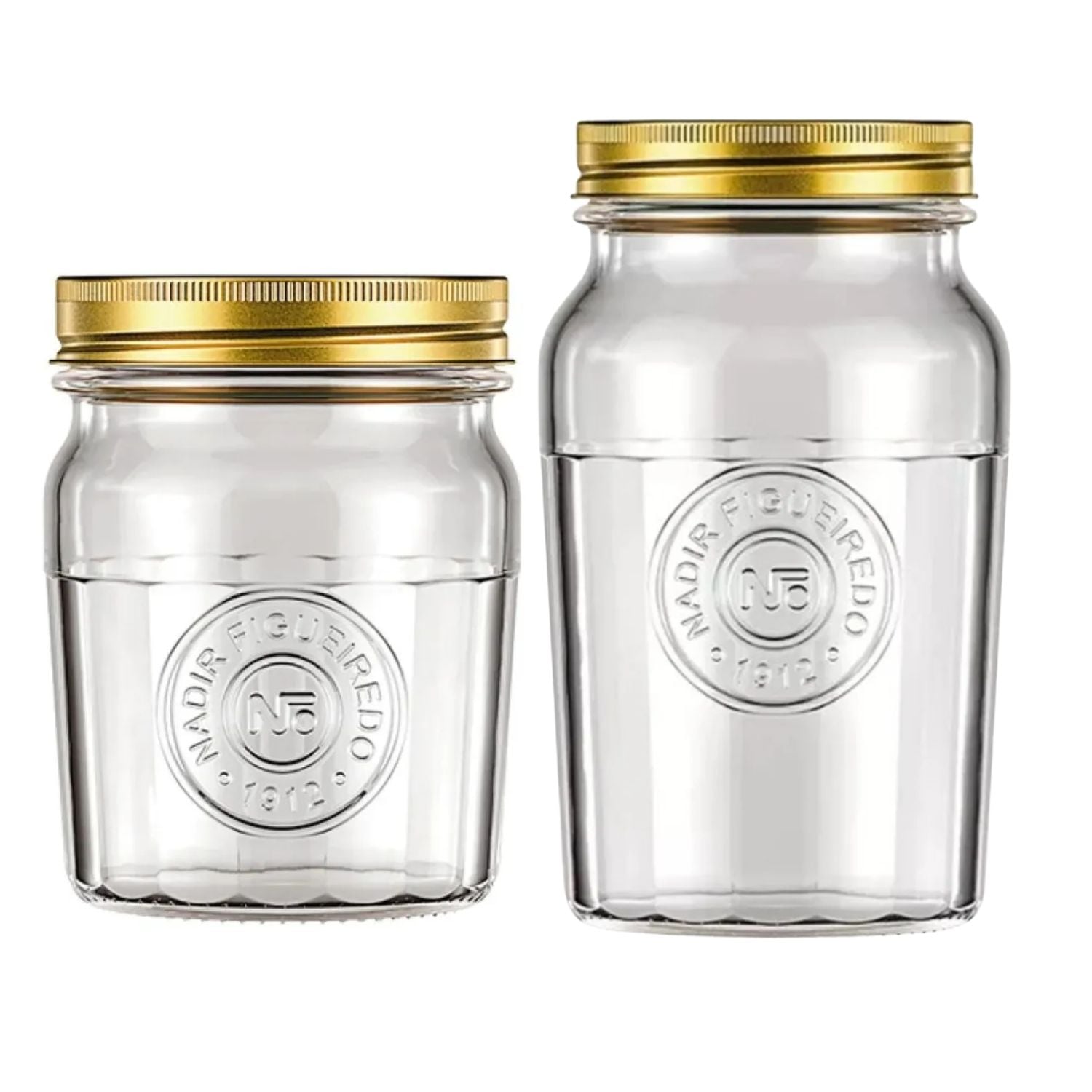 SET 2 FRASCOS AMERICANO VINTAGE VIDRIO 500ML + 1L TAPA DORADA - 1