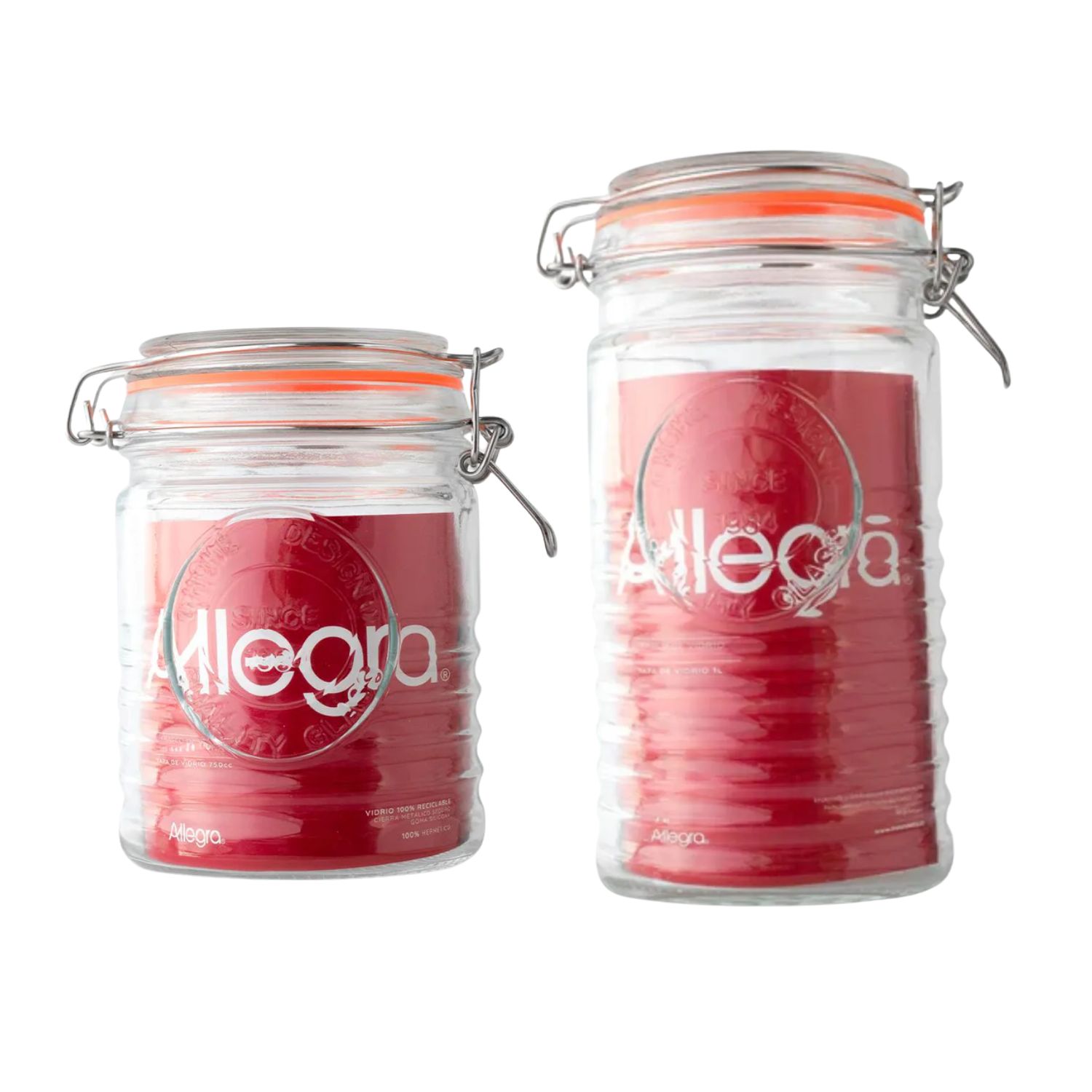 SET 2 FRASCO TAPA DE VIDRIO HERMETICA 750ML + 1000ML ALLEGRA - 1