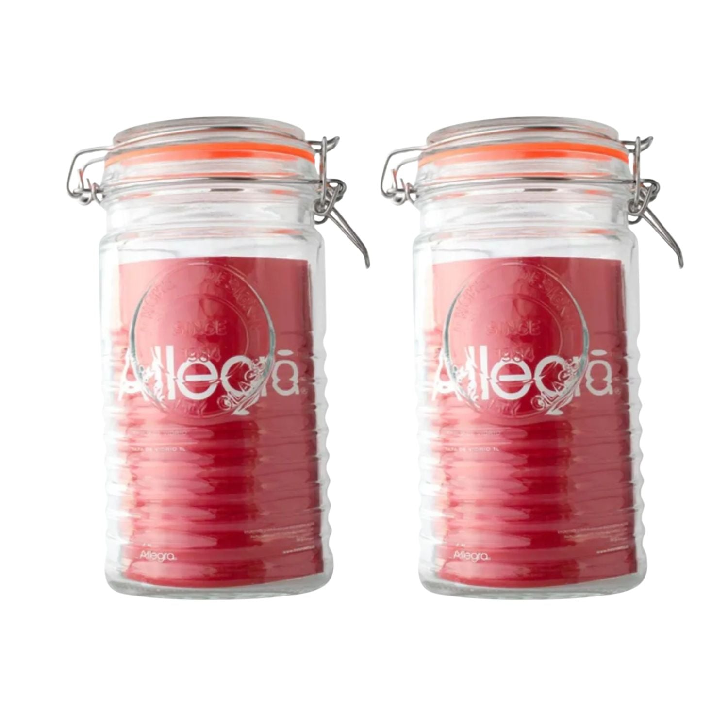 SET 2 FRASCOS CON TAPA DE VIDRIO HERMETICA DE 1000ML ALLEGRA - 1