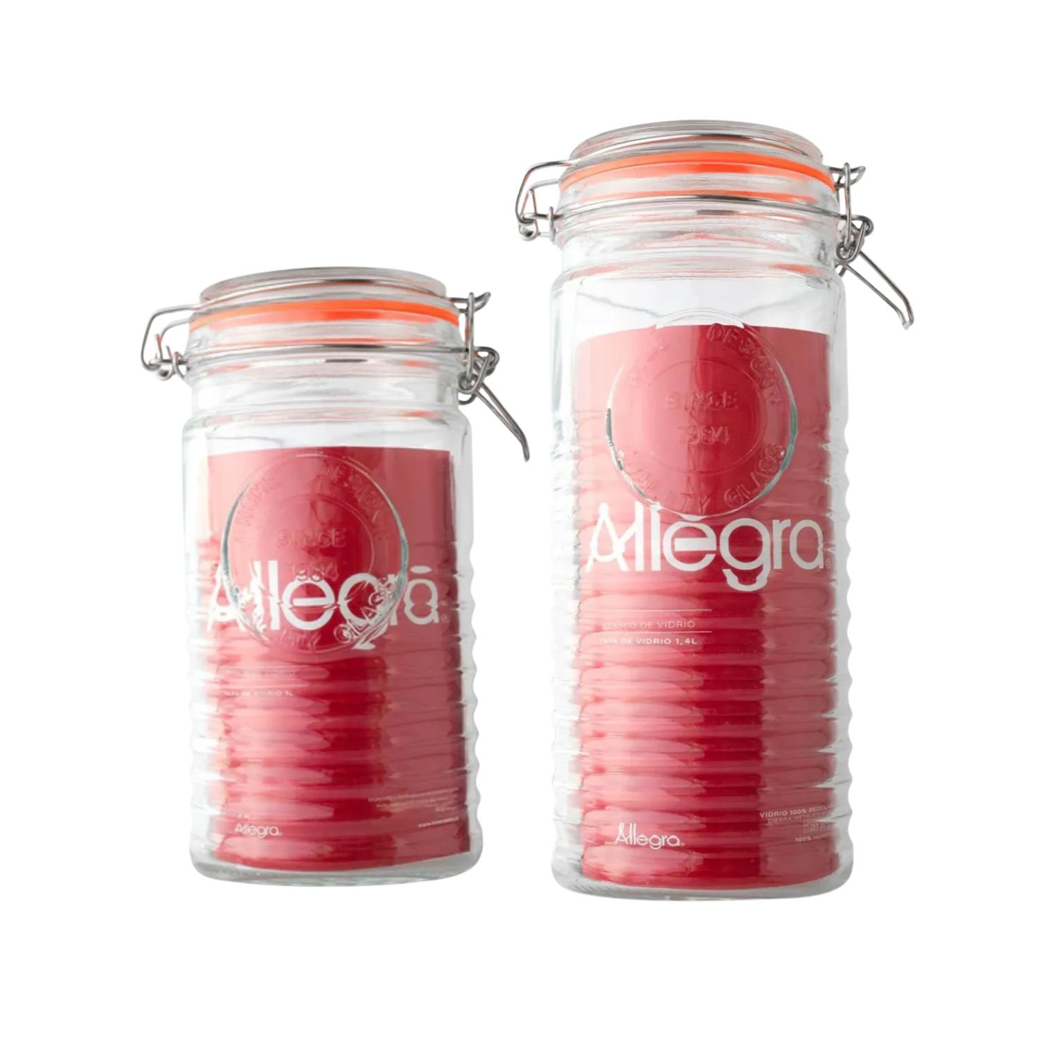 SET 2 FRASCO TAPA DE VIDRIO HERMETICA 1000ML + 1400ML ALLEGRA - 1