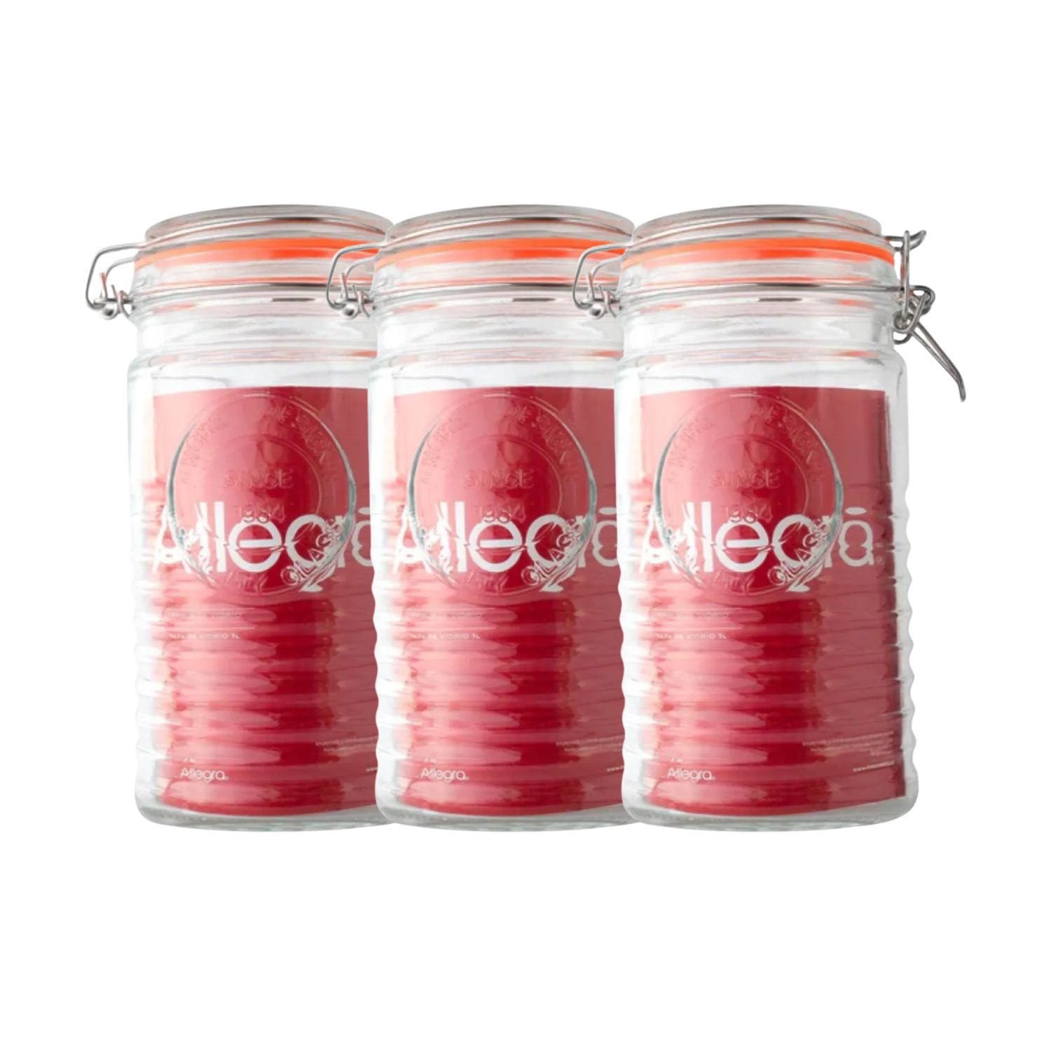 SET 3 FRASCOS CON TAPA DE VIDRIO HERMETICA DE 1000ML ALLEGRA - 1
