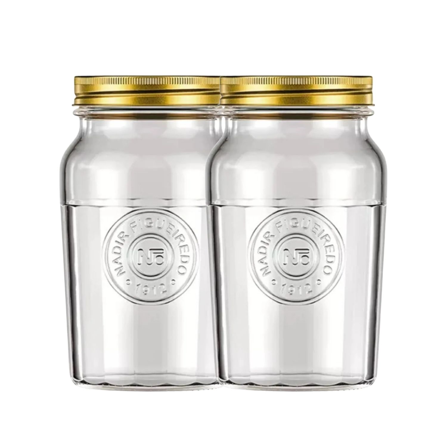 SET 2 FRASCOS AMERICANO VINTAGE VIDRIO 1000ML TAPA DORADA - 1