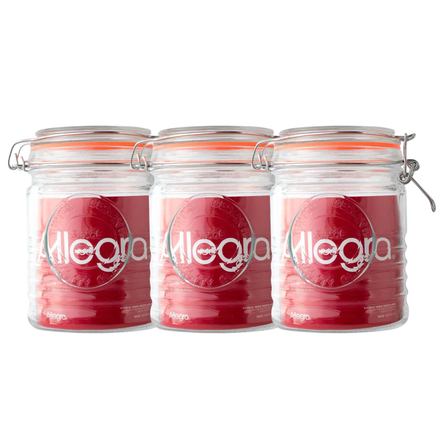 SET 3 FRASCOS CON TAPA DE VIDRIO HERMETICA DE 750ML ALLEGRA - 1