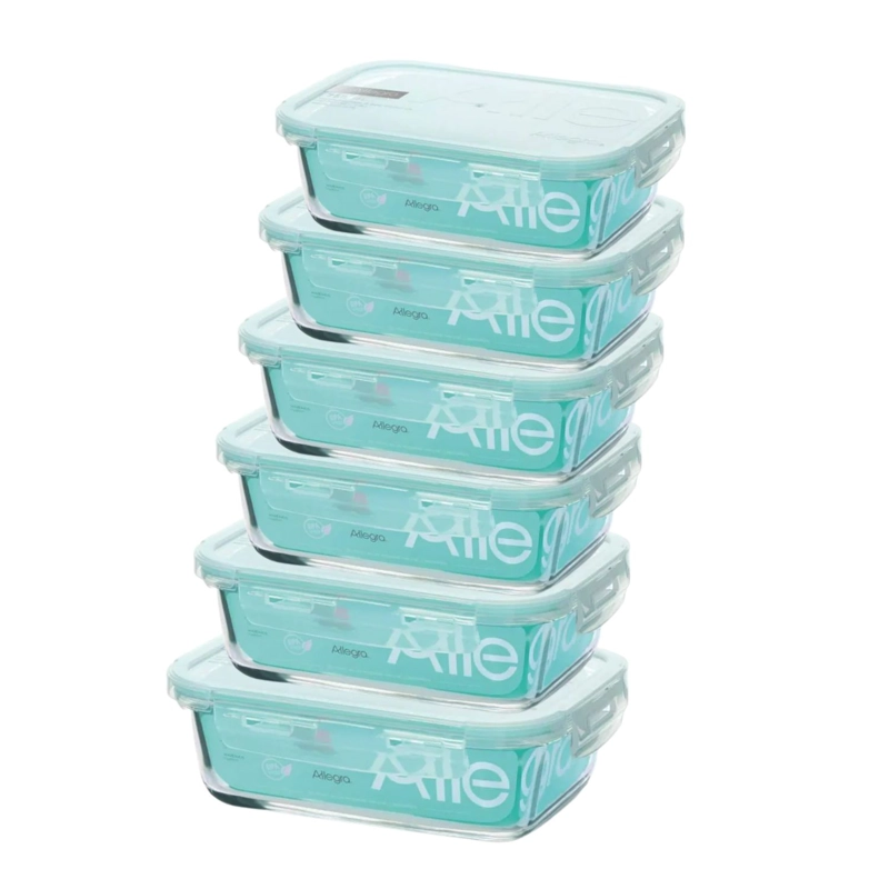 SET 6 CONTENEDORES HERMETICO RECTANGULAR 600ML ALLEGRA - 1