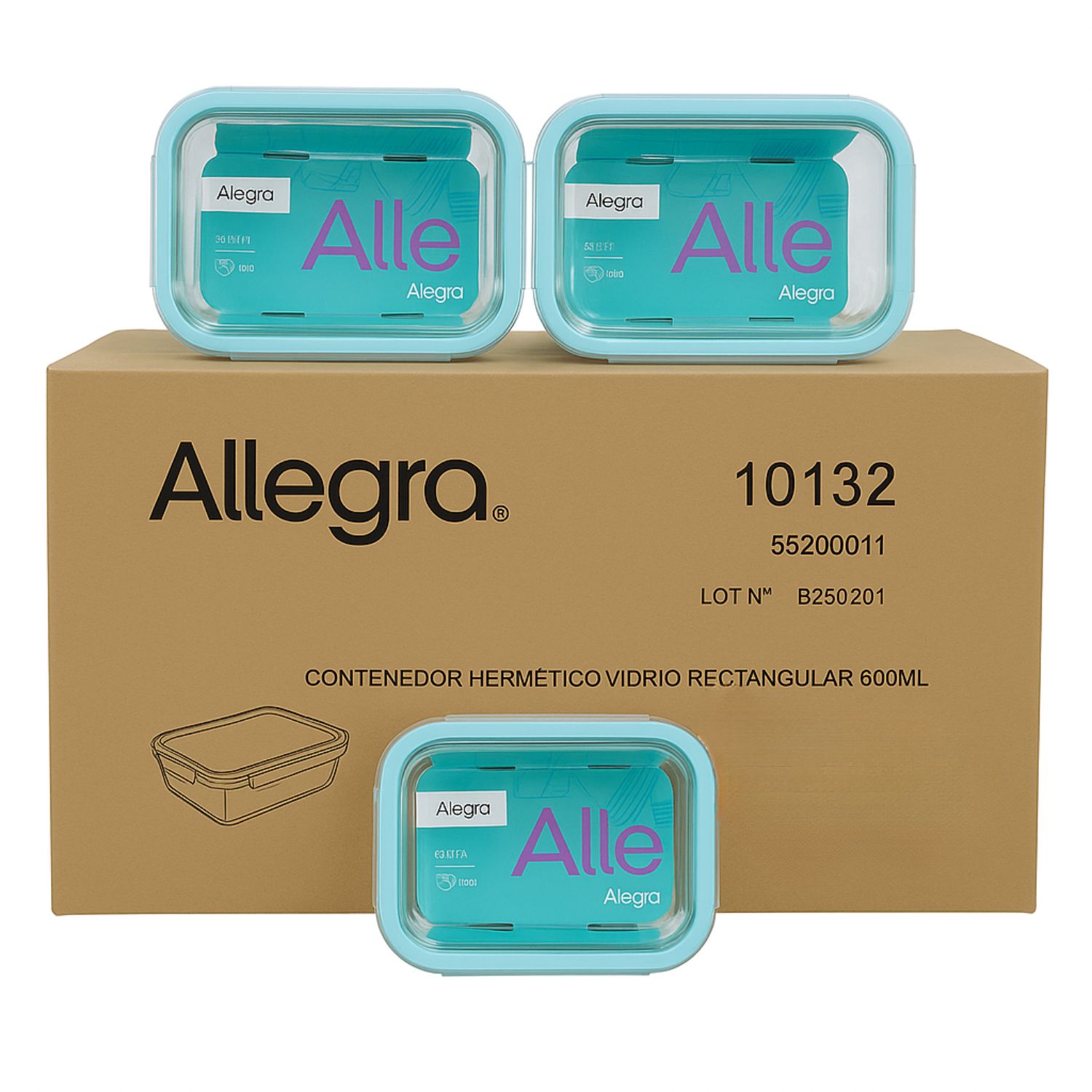 SET 36 CONTENEDORES HERMETICO RECTANGULAR 600ML ALLEGRA - 1