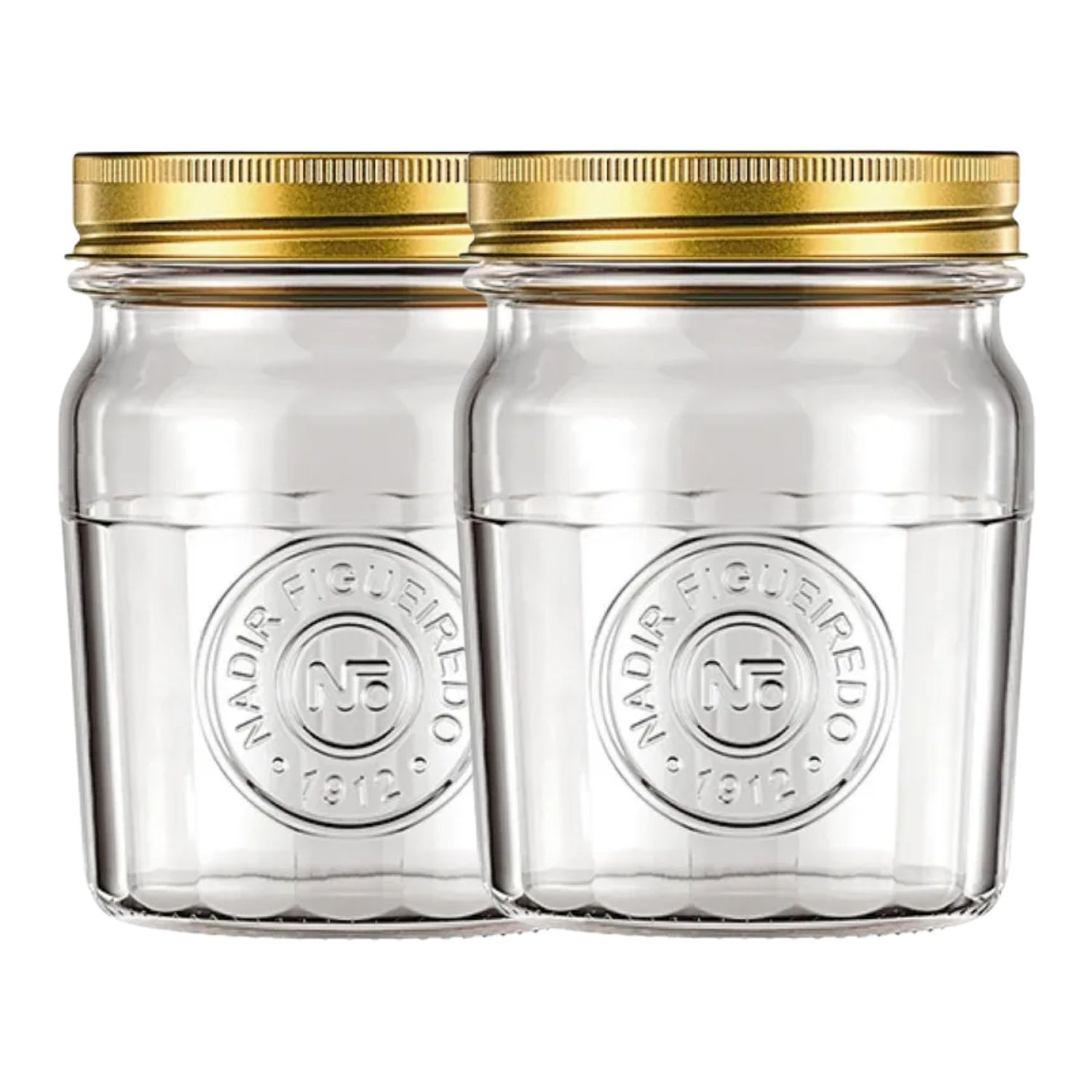SET 2 FRASCOS AMERICANO VINTAGE VIDRIO 500ML TAPA DORADA - 1