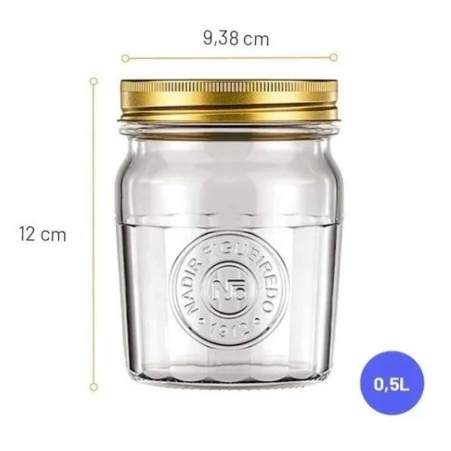 SET 2 FRASCOS AMERICANO VINTAGE VIDRIO 500ML TAPA DORADA - 3