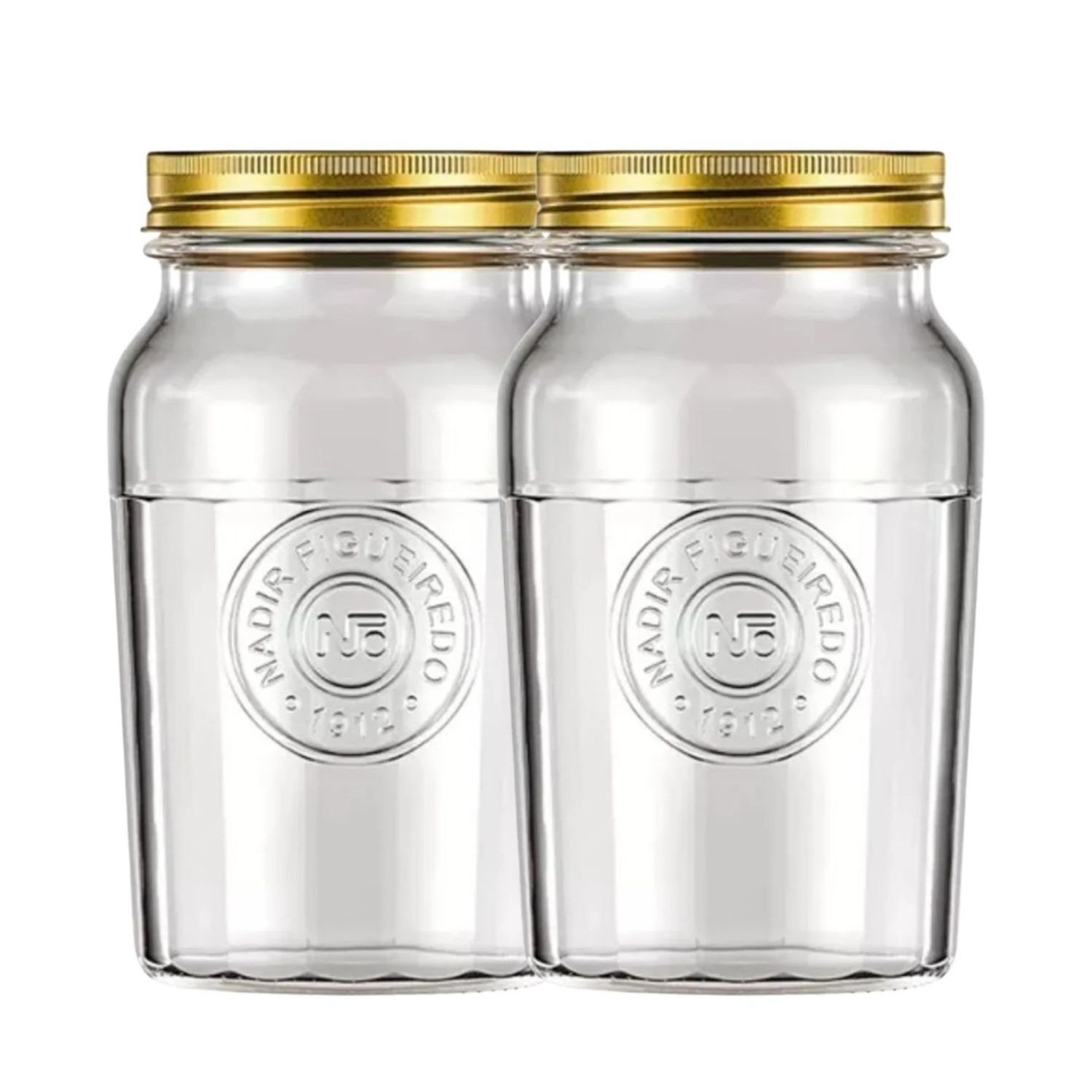 SET 2 FRASCOS AMERICANO VINTAGE VIDRIO 1500ML TAPA DORADA - 1