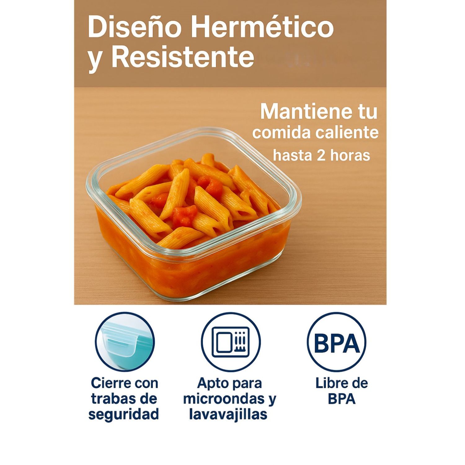 SET 48 CONTENEDORES HERMETICO VIDRIO CUADRADO 380ML ALLEGRA - 3