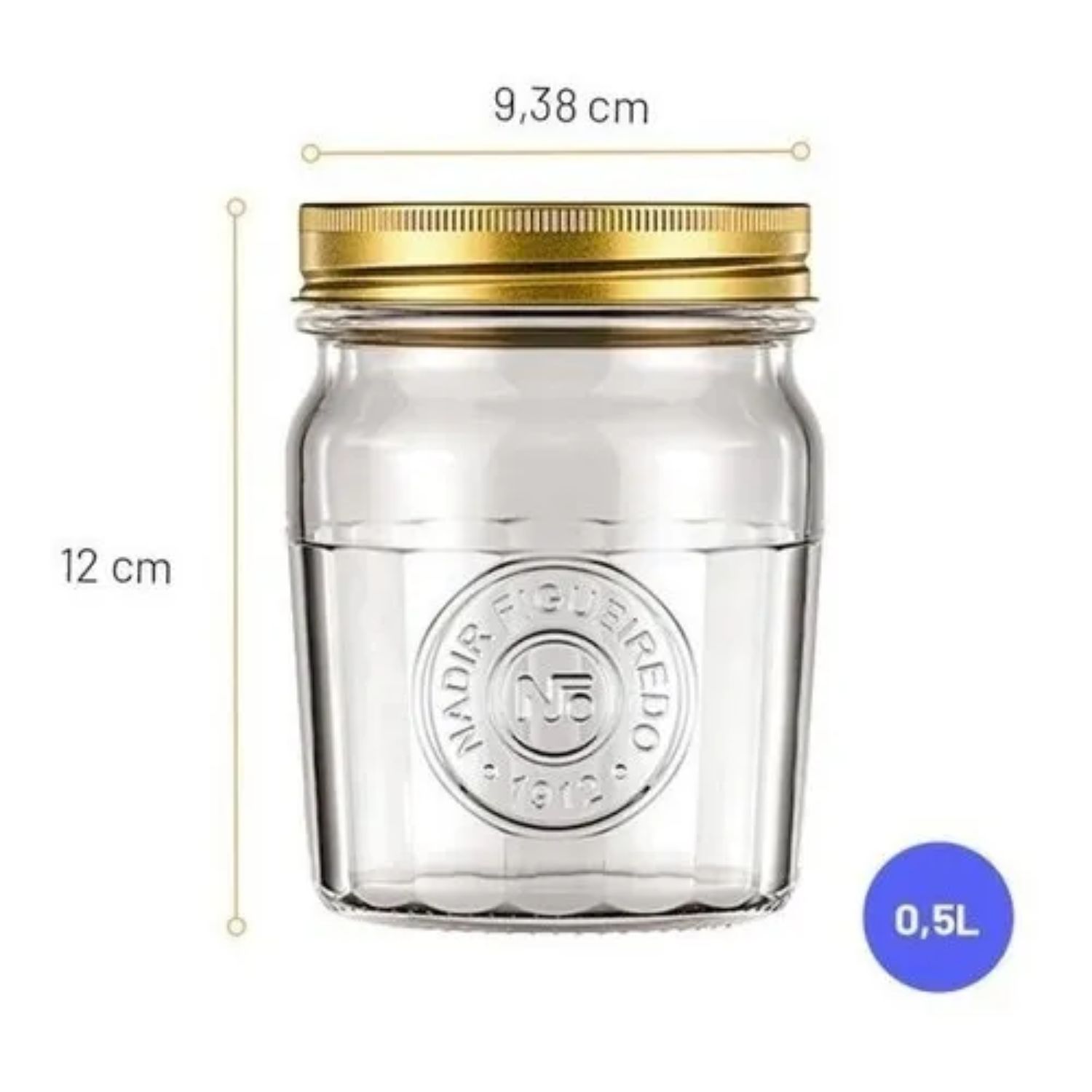 SET 3 FRASCOS AMERICANO VINTAGE VIDRIO 500ML TAPA DORADA - 3