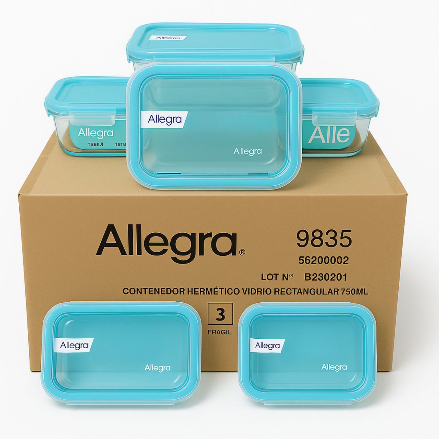 SET 24 CONTENEDORES HERMETICO RECTANGULAR 750ML ALLEGRA - 1