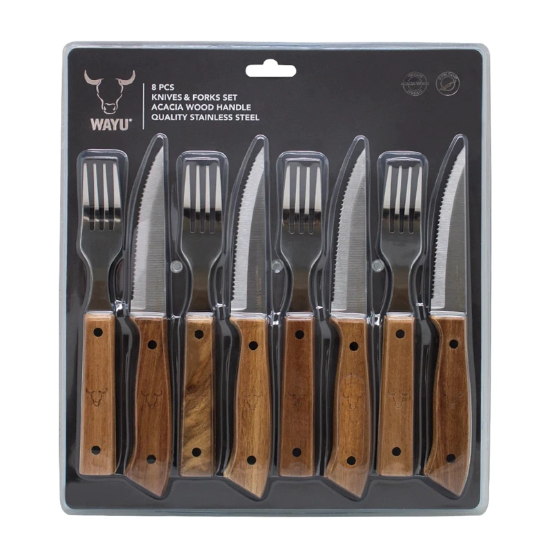 SET CUCHILLOS TENEDORES WAYU PRM 8 PIEZAS ACERO INOXIDABLE - 5