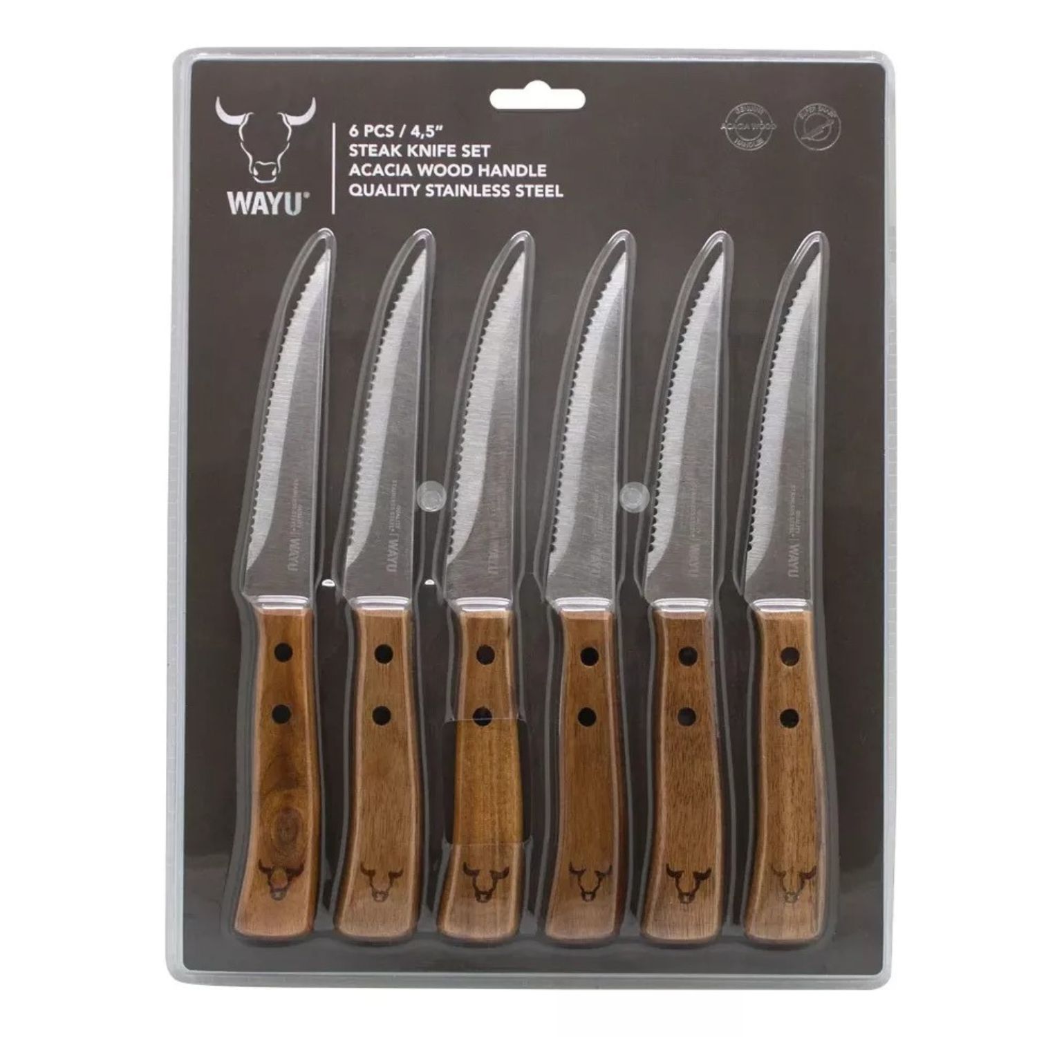 JUEGO CUCHILLOS PRM 6PCS WAYU 14CM ASADO BBQ COCINA - 1