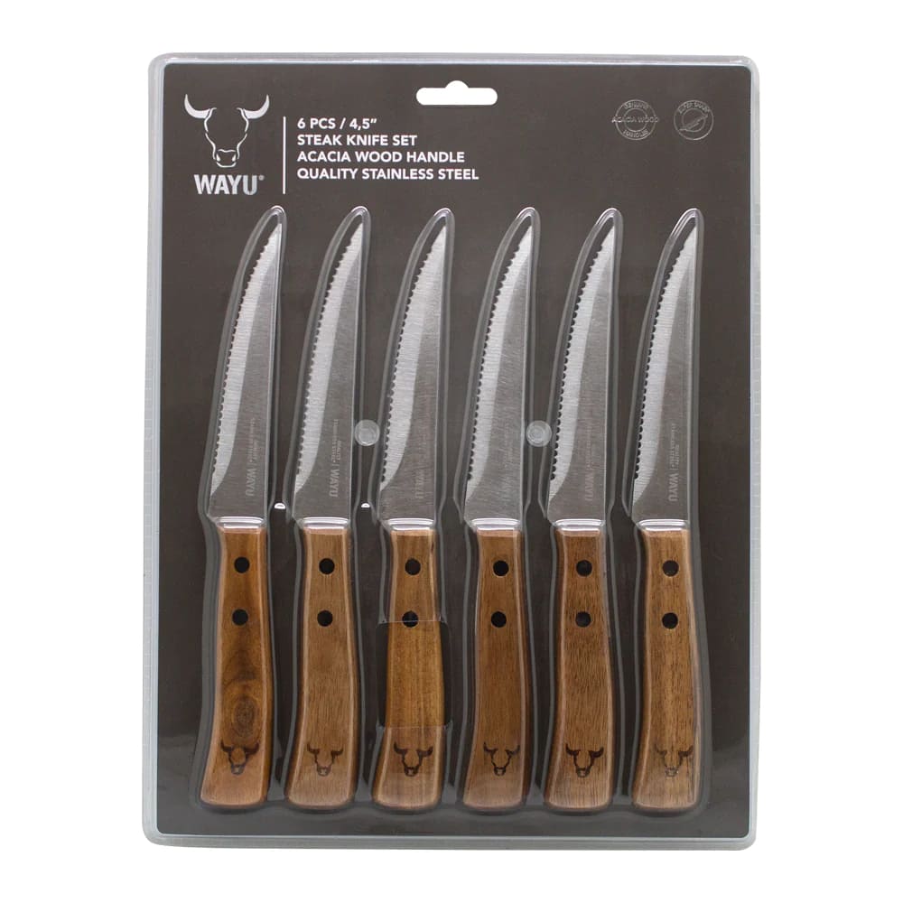 JUEGO CUCHILLOS PRM 6PCS WAYU 14CM ASADO BBQ COCINA - 6