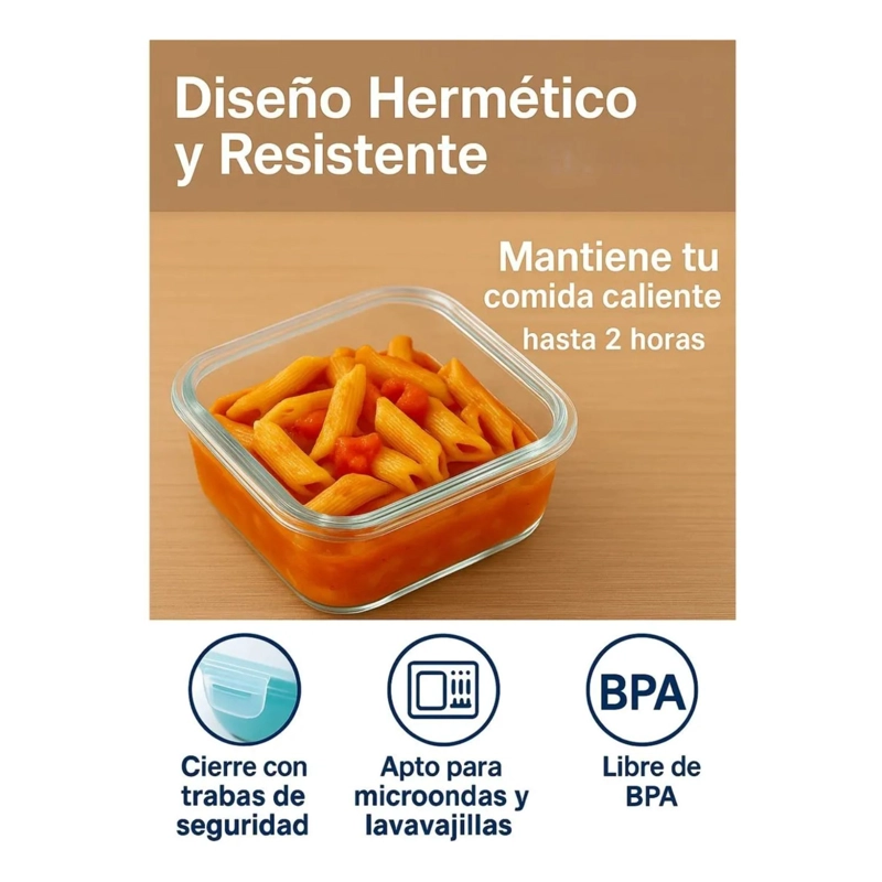 SET 10 CONTENEDORES HERMETICOS ALIMENTOS DE VIDRIO ALLEGRA - 5