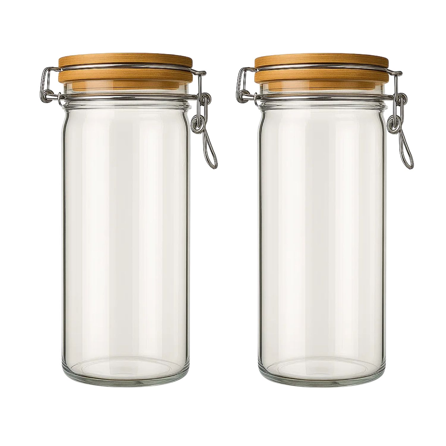 SET 2 FRASCOS TARRO HERMETICO VIDRIO 700ML CON TAPA DE BAMBU - 1