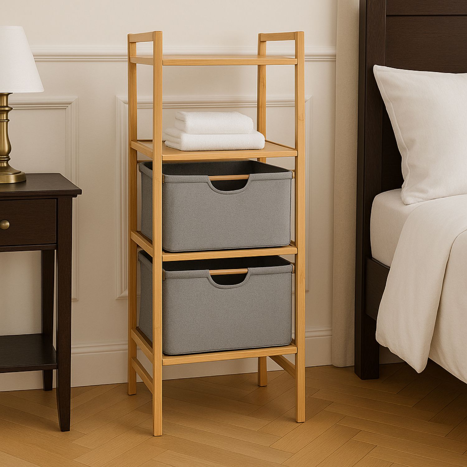 ESTANTE ORGANIZADOR MUEBLE ALMACENAMIENTO CON CESTAS GRIS - 2