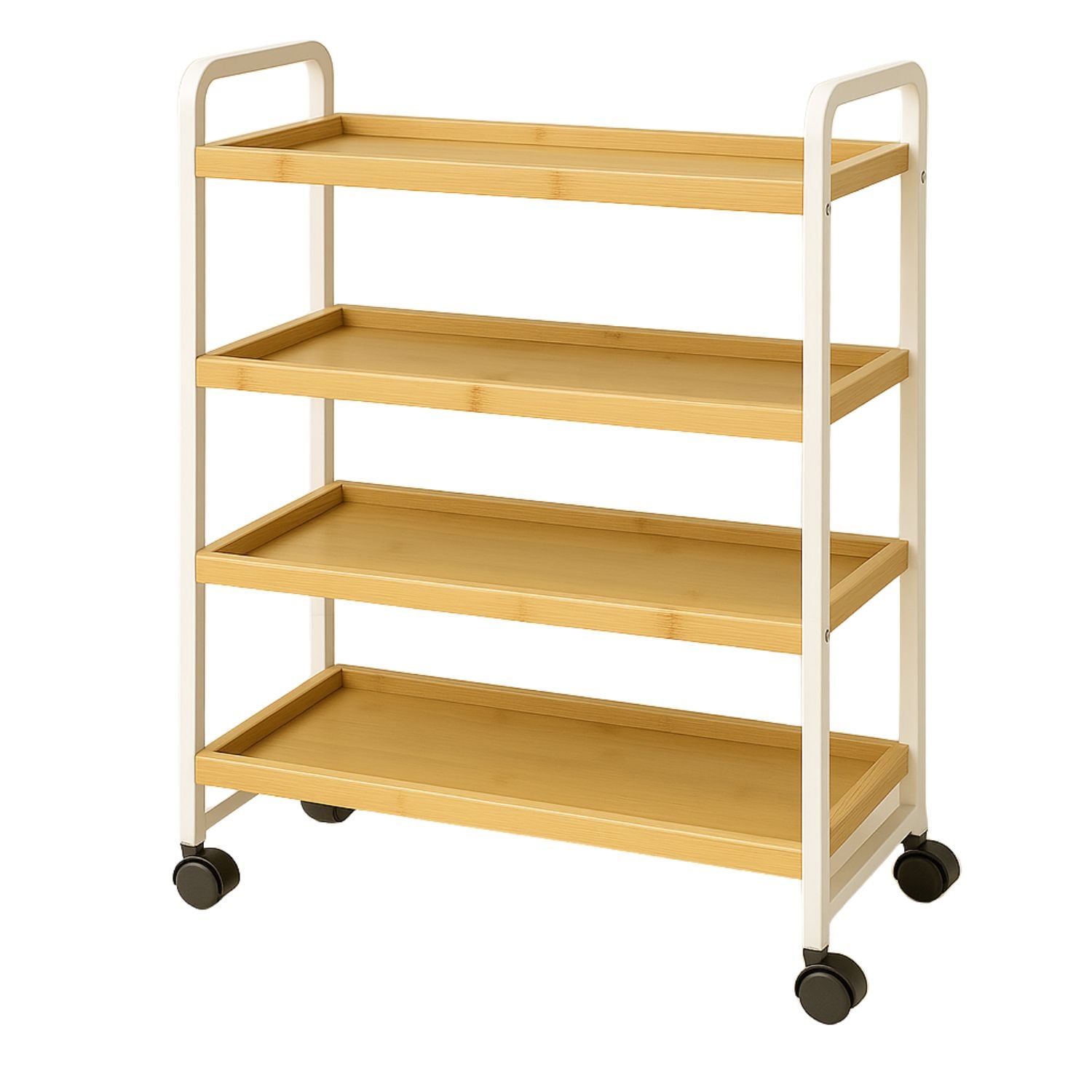 ESTANTE ALMACENAMIENTO CON 4 NIVELES DE MADERA CON RUEDAS - 1
