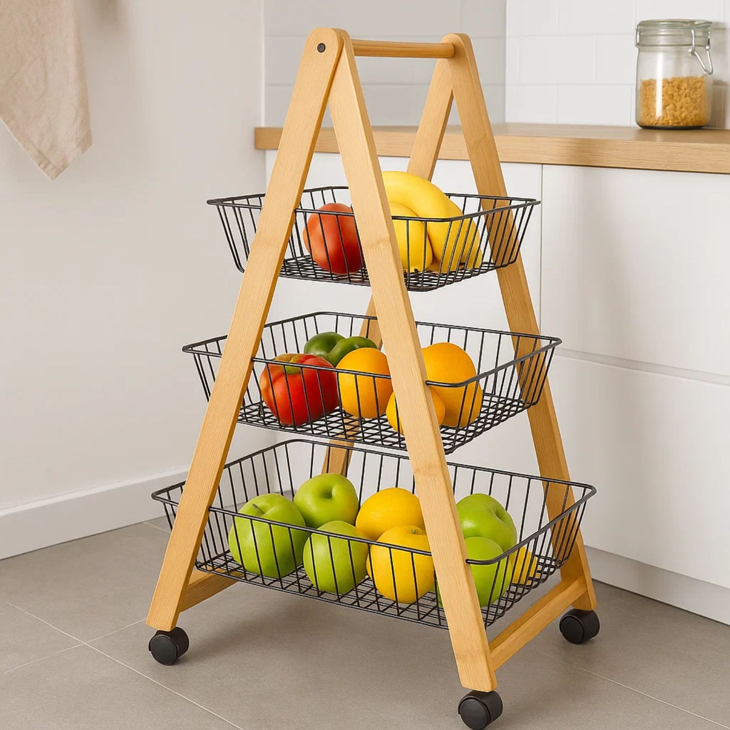 CARRO ORGANIZADOR 3 NIVELES CON CANASTOS DE COCINA FRUTERO - 3