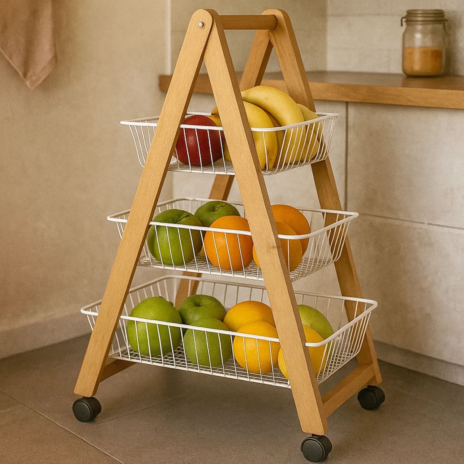 CARRO ORGANIZADOR 3 NIVELES CON CANASTOS DE COCINA VERDULERO - 2