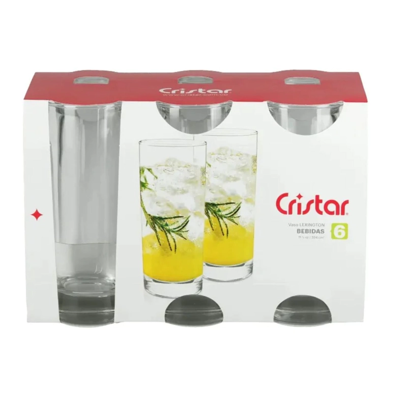 SET 12 VASOS LEXINGTON ALTOS 334ML CRISTAR ELEGANTE VIDRIO - 2