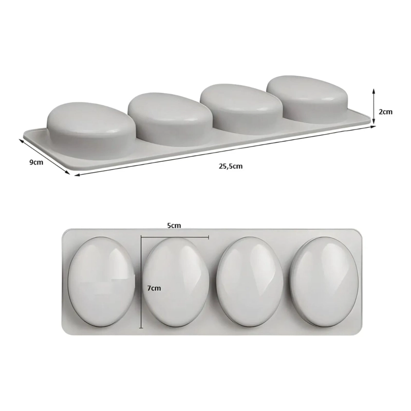 MOLDES SILICONA JABON OVALADO COLOR GRIS 4 CAVIDADES - 2
