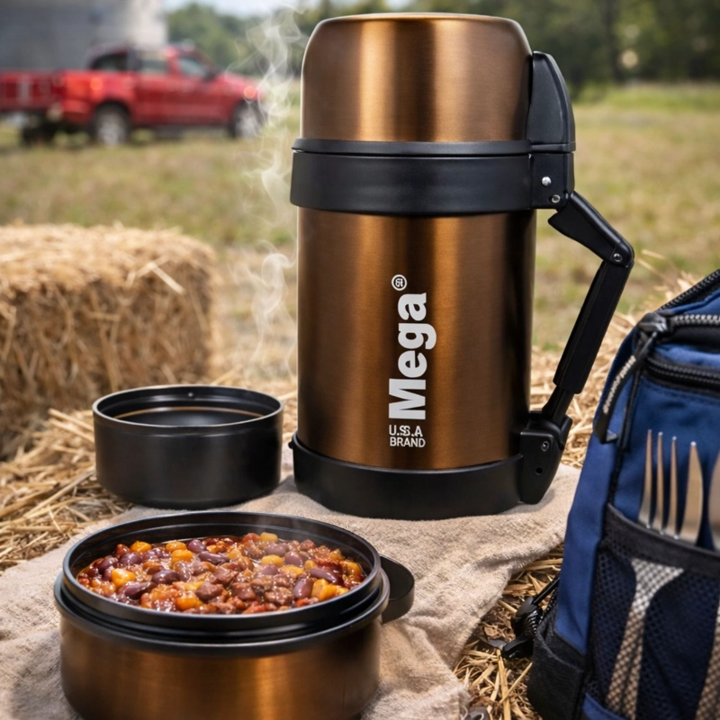 TERMO RECIPIENTE DE COMIDA 800ML CALOR FRIO MARCA MEGA - 2