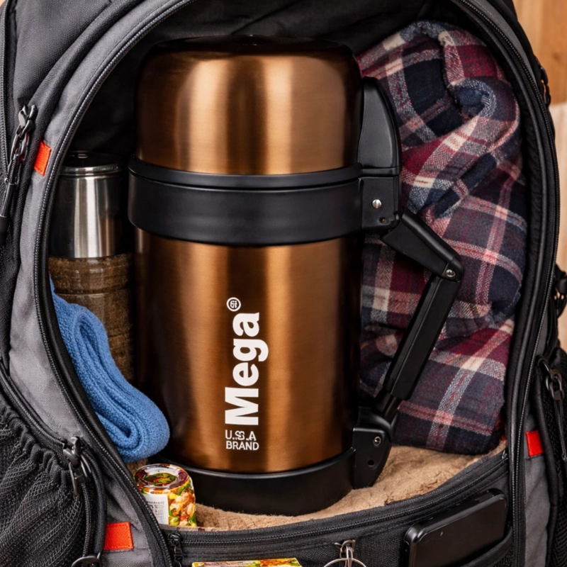 TERMO RECIPIENTE DE COMIDA 800ML CALOR FRIO MARCA MEGA - 4