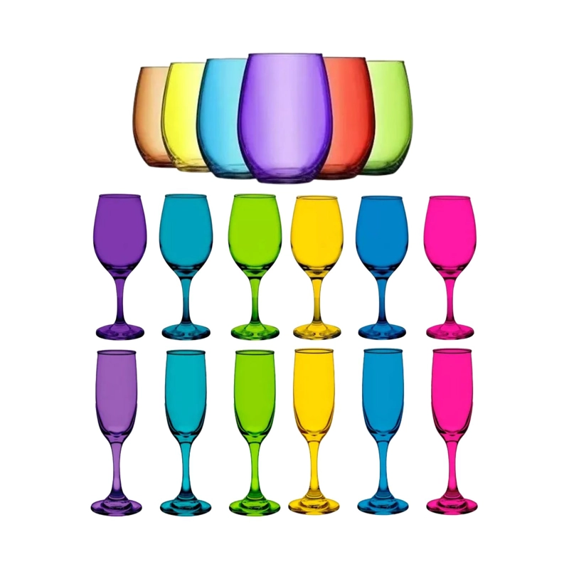 SET 18 VASOS COPAS VIDRIO FULL COLOR CRISTAR CELEBRACIONES - 1