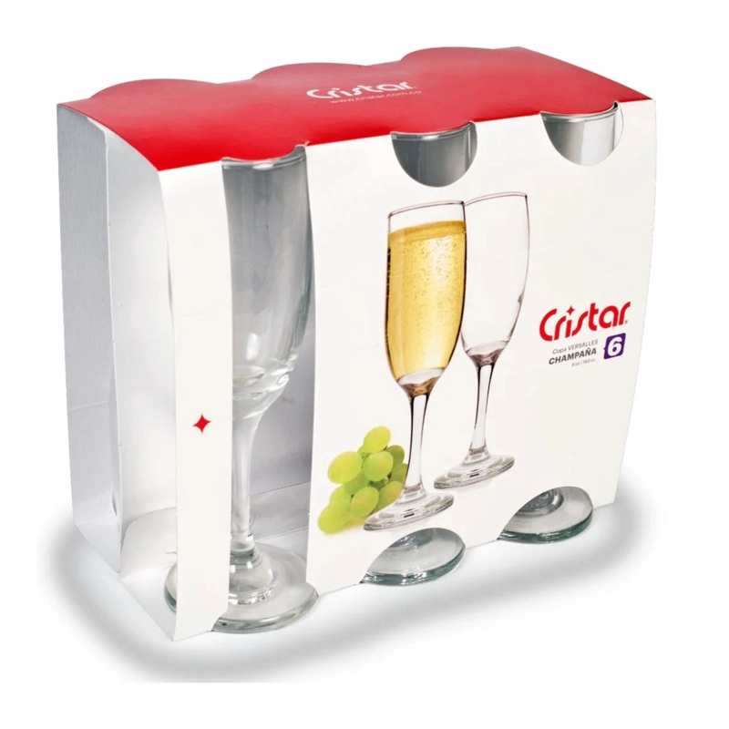 SET 6 COPAS CHAMPAGNE MODELO VERSALLES 176ML ESPUMANTE - 4
