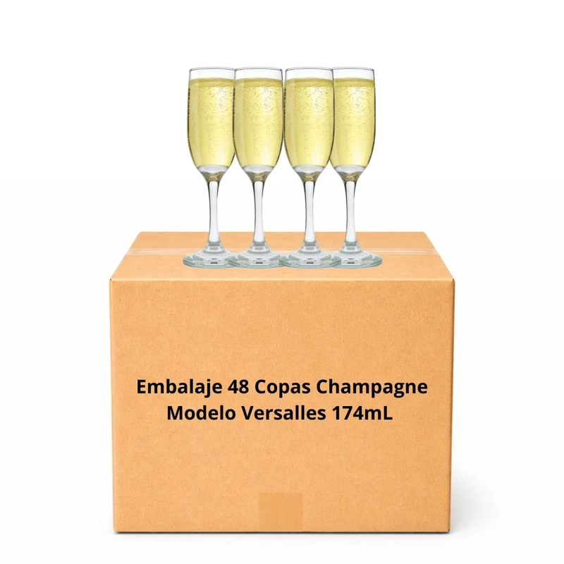 EMBALAJE 48 COPAS CHAMPAGNE MODELO VERSALLES 174ML ESPUMANTE - 1