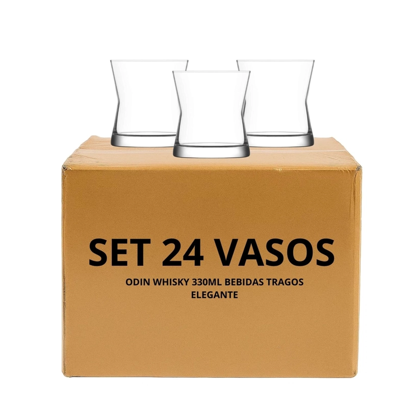 SET 24 VASOS DERIN WHISKY 300ML BEBIDAS TRAGOS ELEGANTE - 1