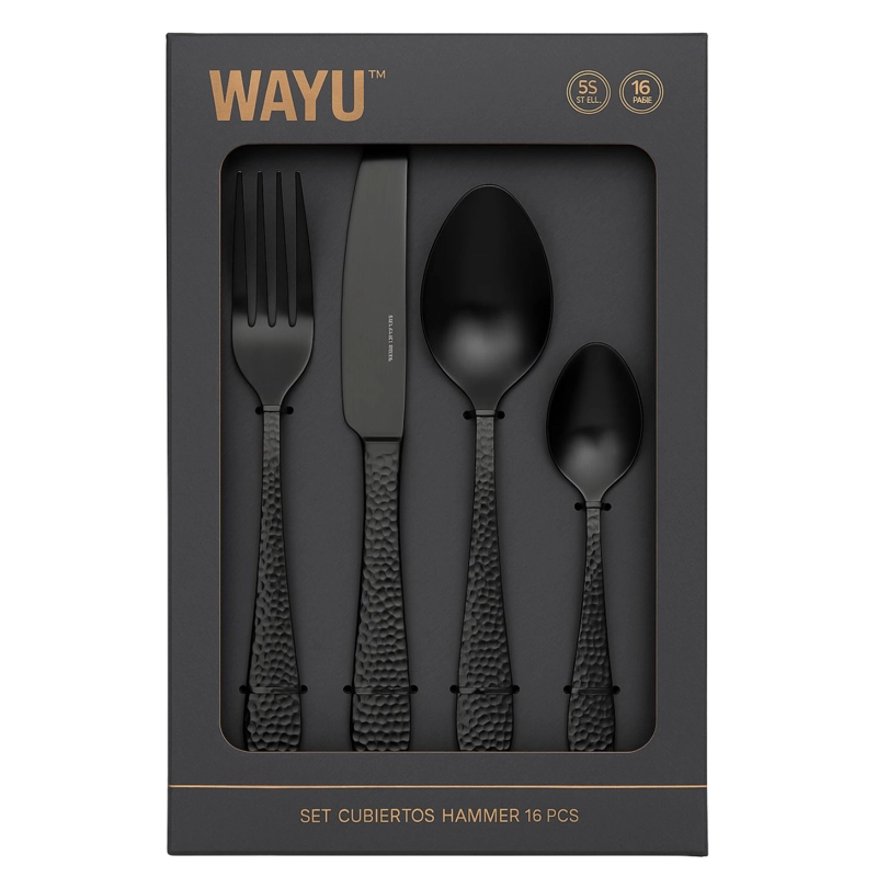 SET DE CUBIERTOS 16 PIEZAS HAMMER WAYU ELEGANTE COMIDA - 1