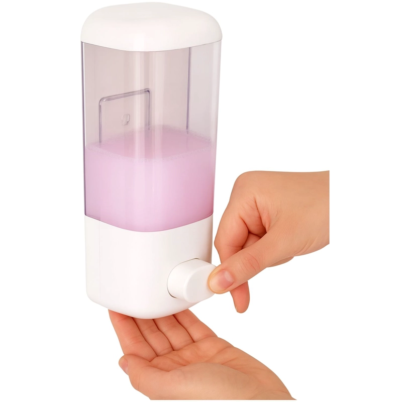 DISPENSADOR DE JABON LIQUIDO ALCOHOL GEL SHAMPO 500ML BLANCO - 1