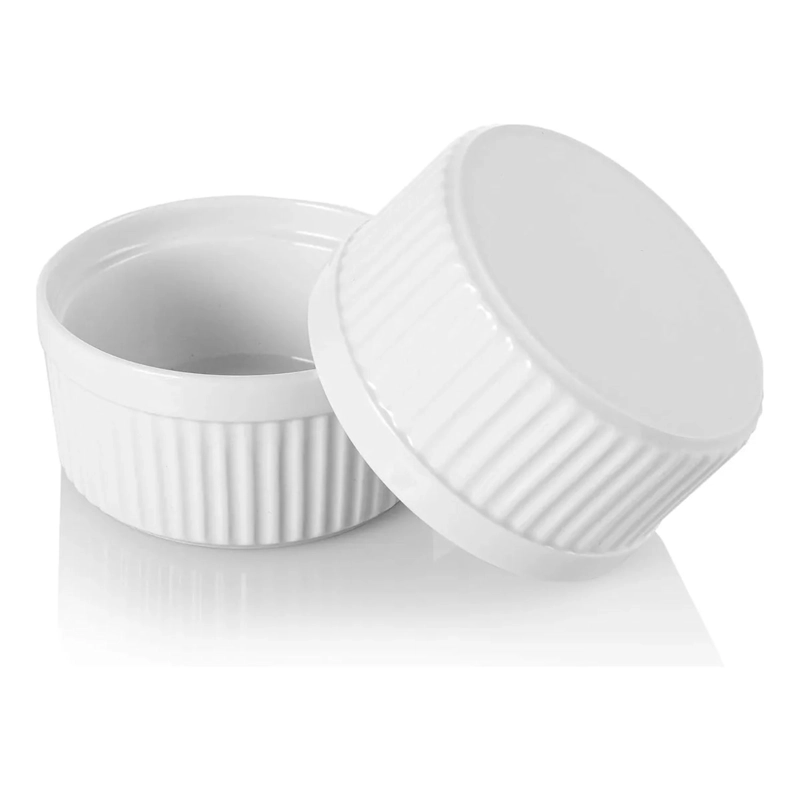 SET 6 POCILLOS RAMEKIN CERAMICA BLANCO 9CM COCINA HORNO - 2