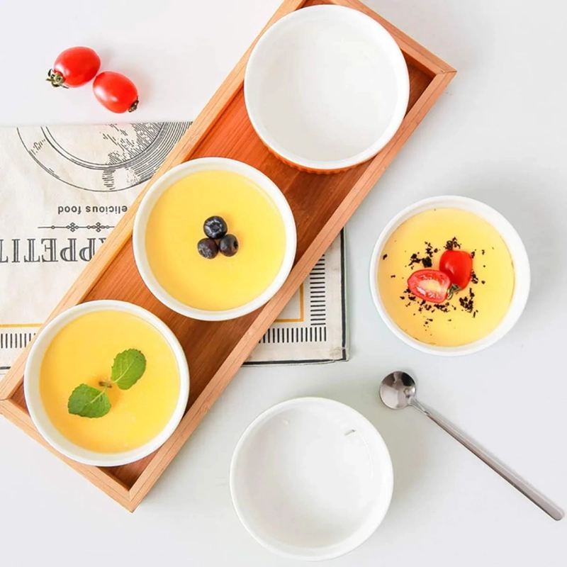 SET 3 POCILLOS RAMEKIN CERAMICA BLANCO 8CM COCINA HORNO - 2
