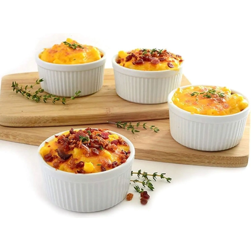 SET 3 POCILLOS RAMEKIN CERAMICA BLANCO 8CM COCINA HORNO - 3