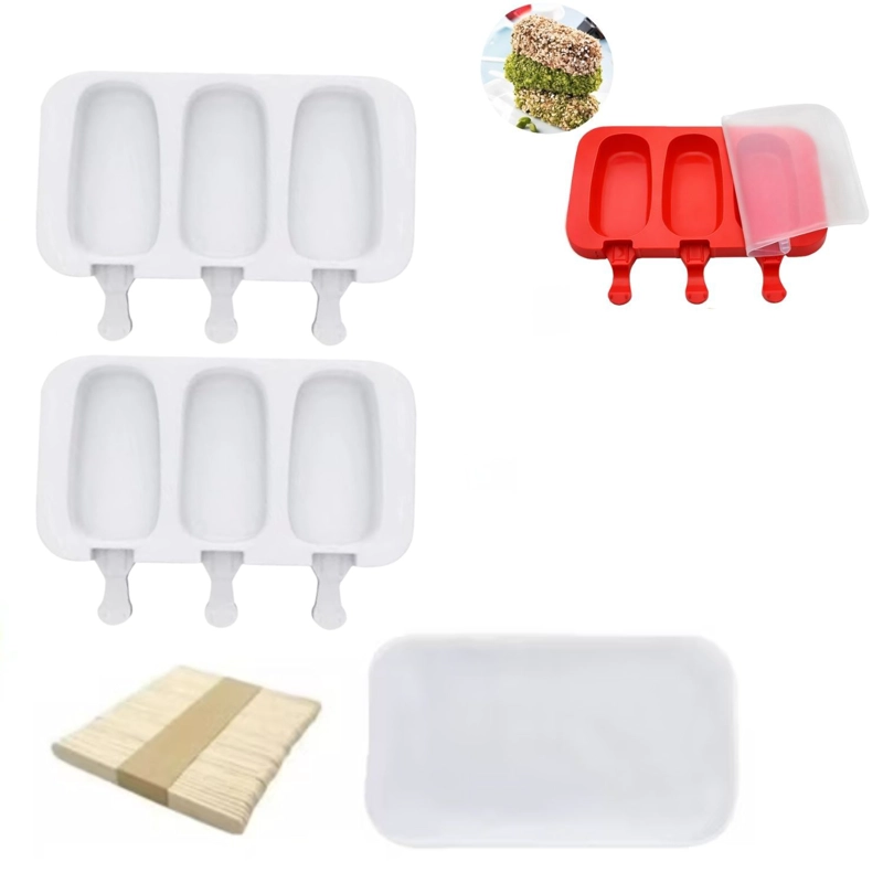 SET 2 MOLDES SILICONA HELADO PALETAS TAPA REPOSTERIA SURTIDO - 1