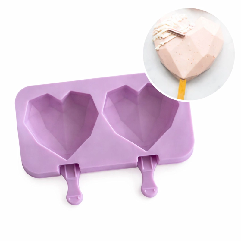 SET 2 MOLDES SILICONA CORAZON GEOMETRICO CON TAPA SURTIDOS - 3
