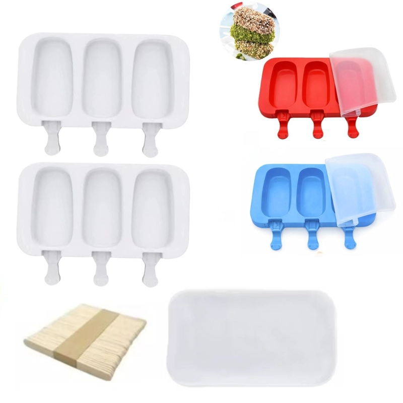 SET 3 MOLDE SILICONA HELADO PALETAS TAPA REPOSTERIA SURTIDO - 1