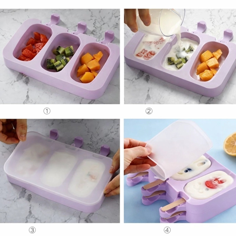 SET 3 MOLDE SILICONA HELADO PALETAS TAPA REPOSTERIA SURTIDO - 4