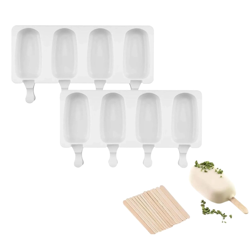SET 2 MOLDES SILICONA HELADO PALETAS 4 CAVIDADES REPOSTERIA - 1