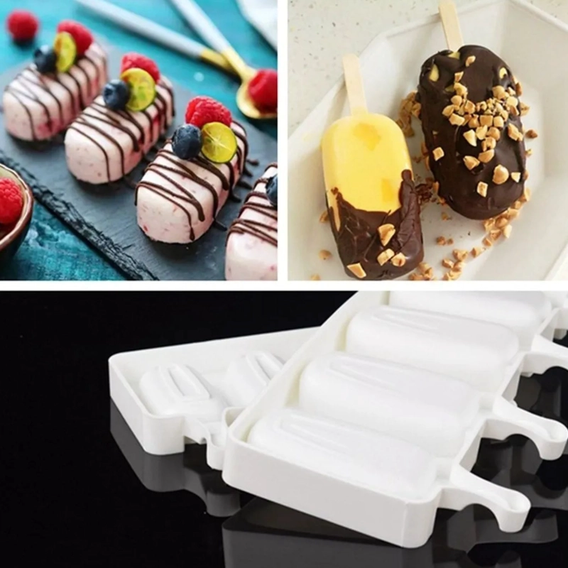 SET 2 MOLDES SILICONA HELADO PALETAS 4 CAVIDADES REPOSTERIA - 3