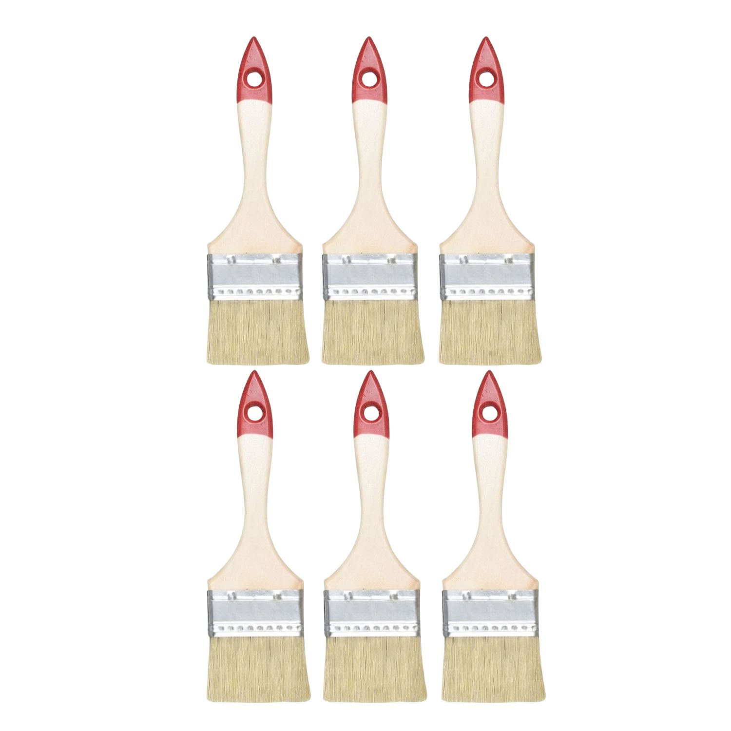 SET 6 BROCHA MANGO MADERA 2.5 PULGADAS PARA PINTURA PINTAR - 1
