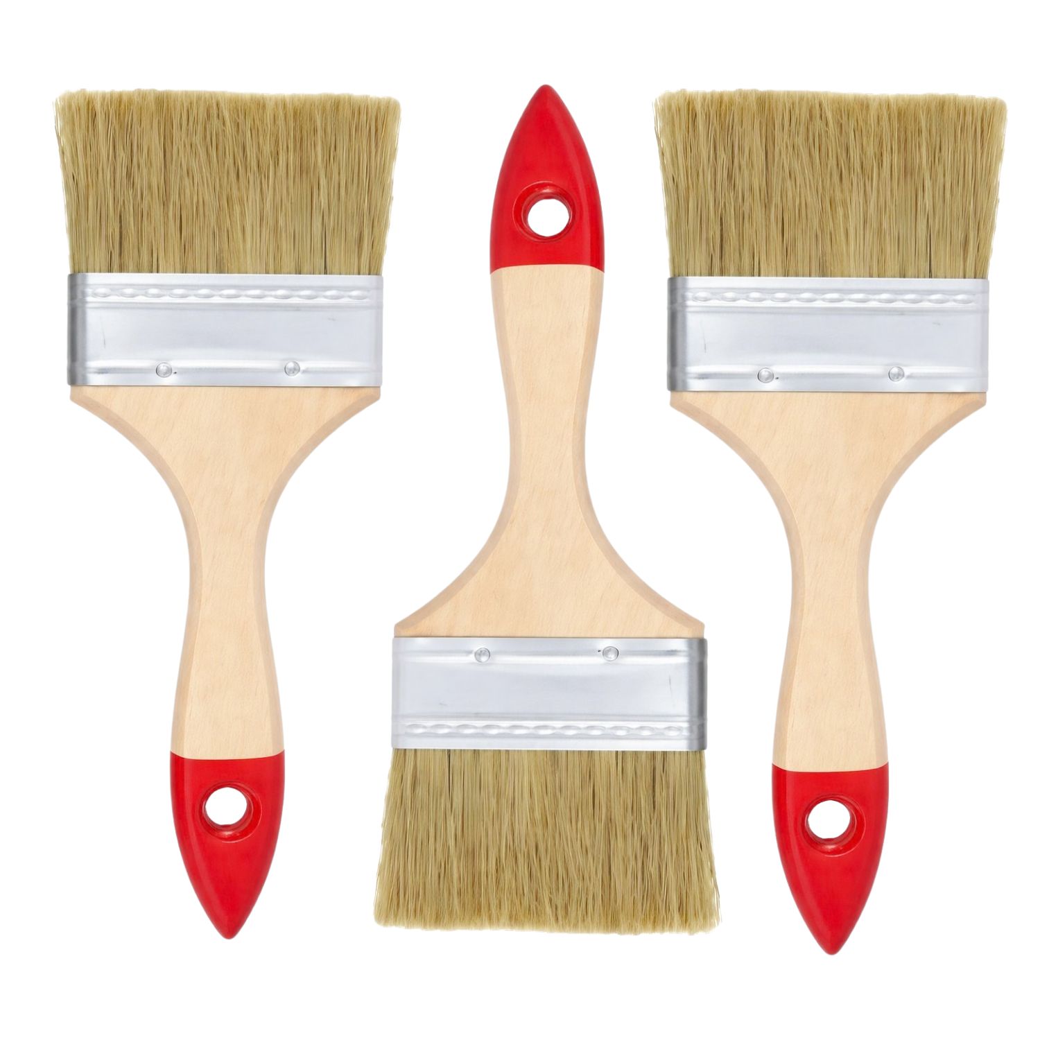 SET 3 BROCHA MANGO MADERA 4 PULGADAS PARA PINTURA PINTAR - 1