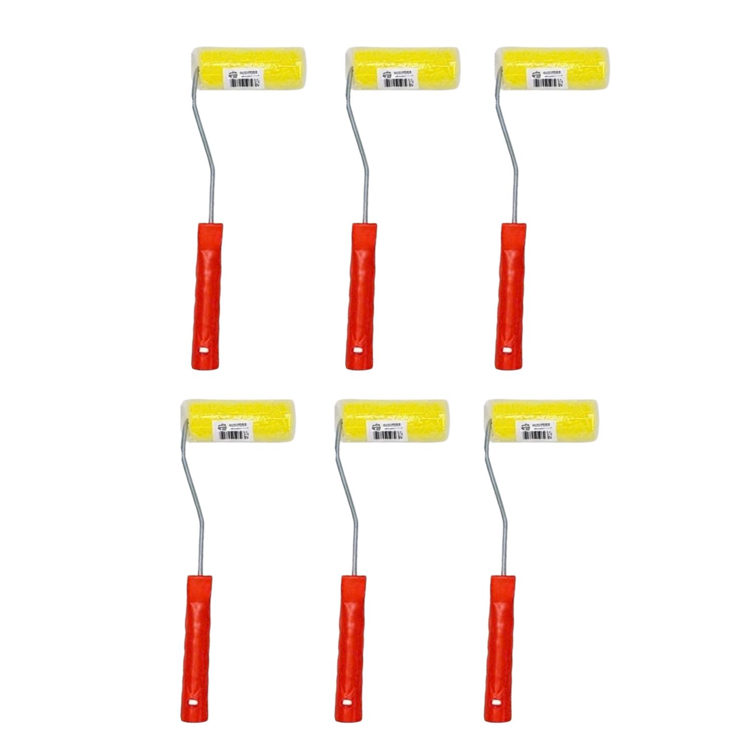SET 6 RODILLOS ESPONJA 4 PULGADAS MANGO PLASTICO PINTAR - 1