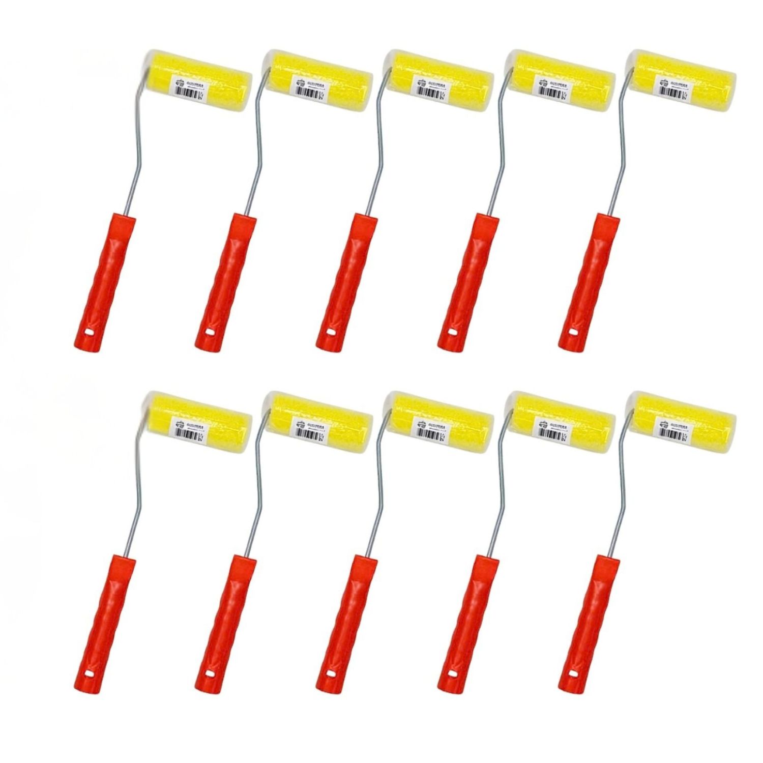 SET 10 RODILLOS ESPONJA 4 PULGADAS MANGO PLASTICO PINTAR - 1