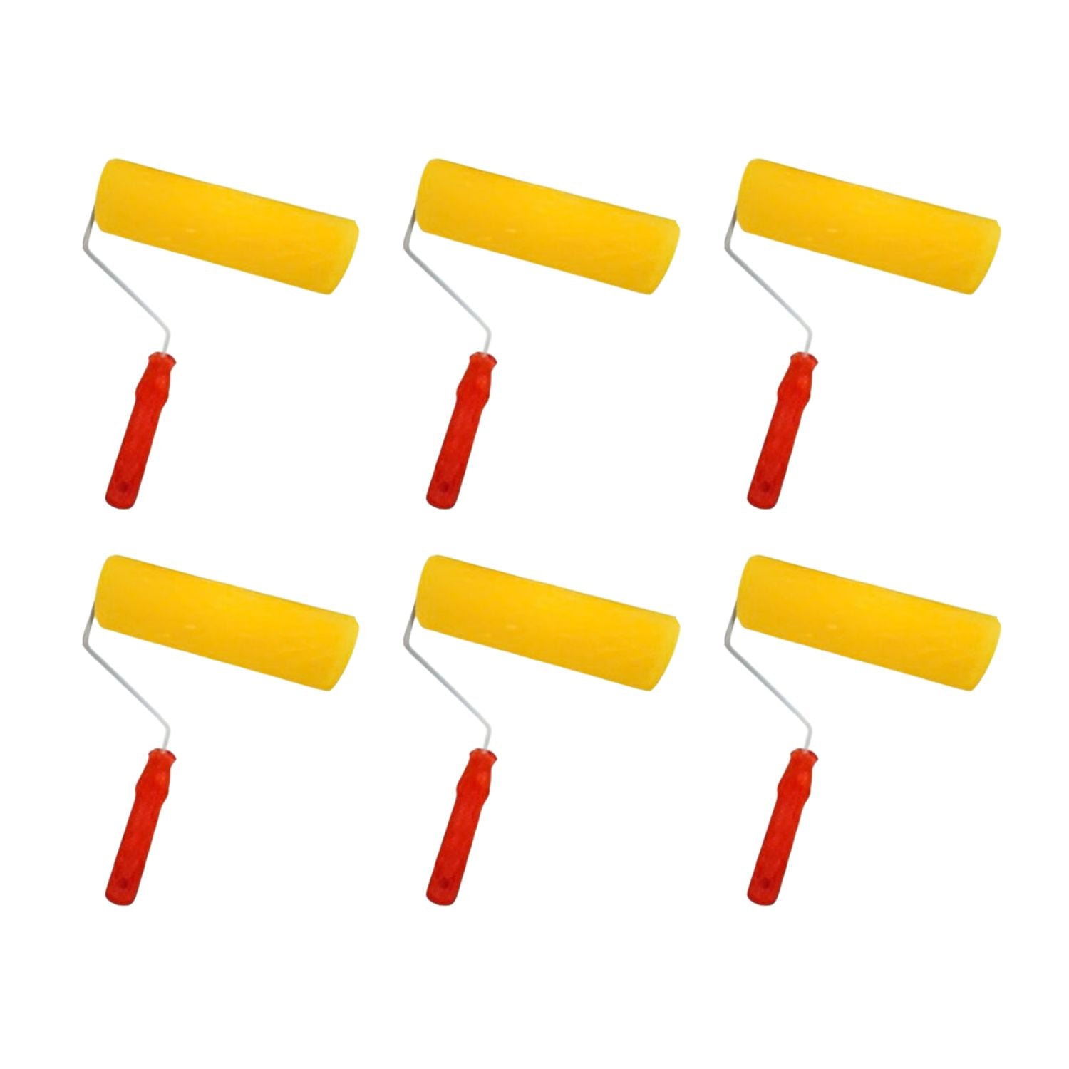 SET 6 RODILLOS ESPONJA 9 PULGADAS MANGO PLASTICO PINTAR - 1